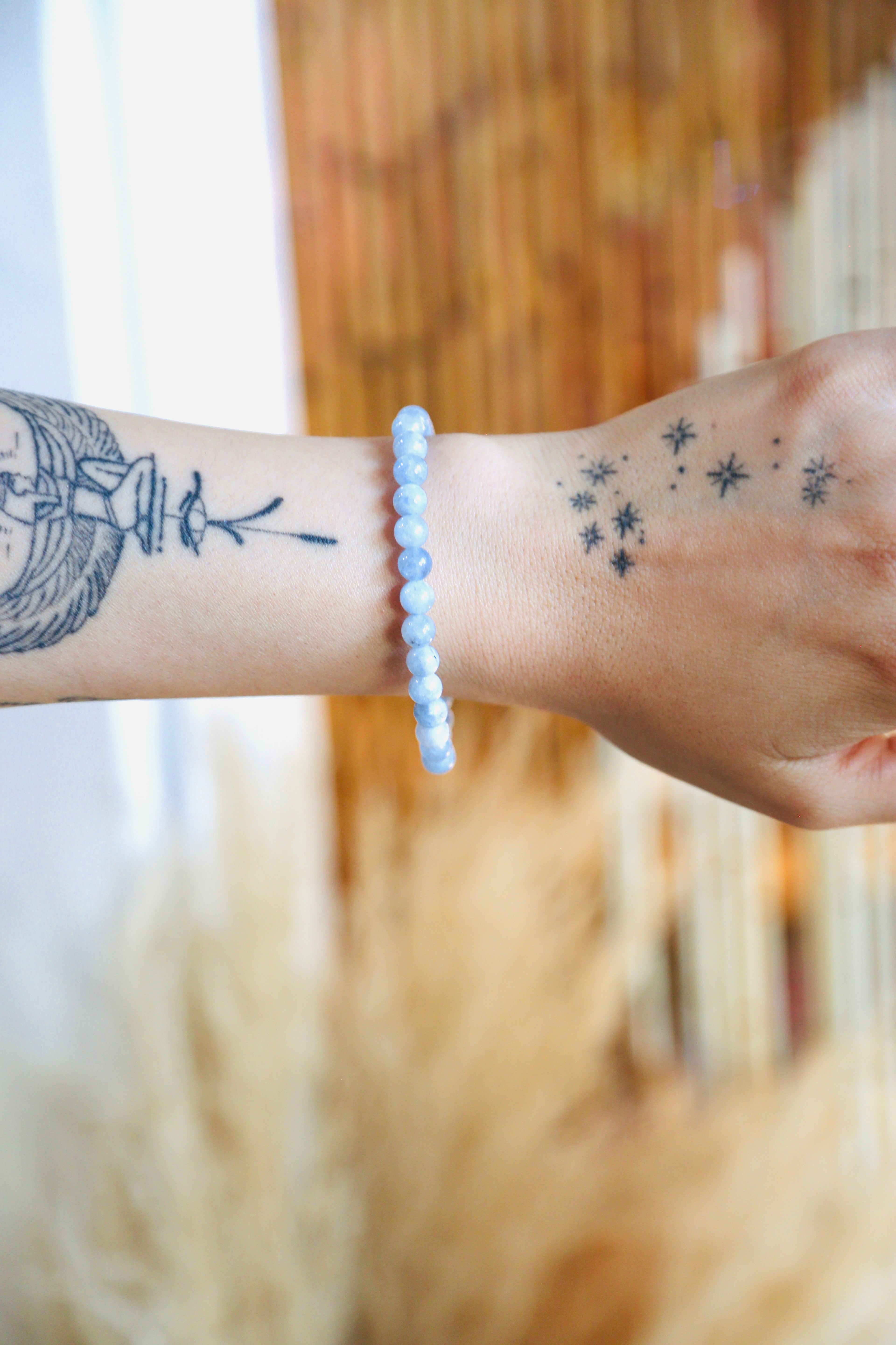 Celestite Polished Crystal Beaded Bracelet