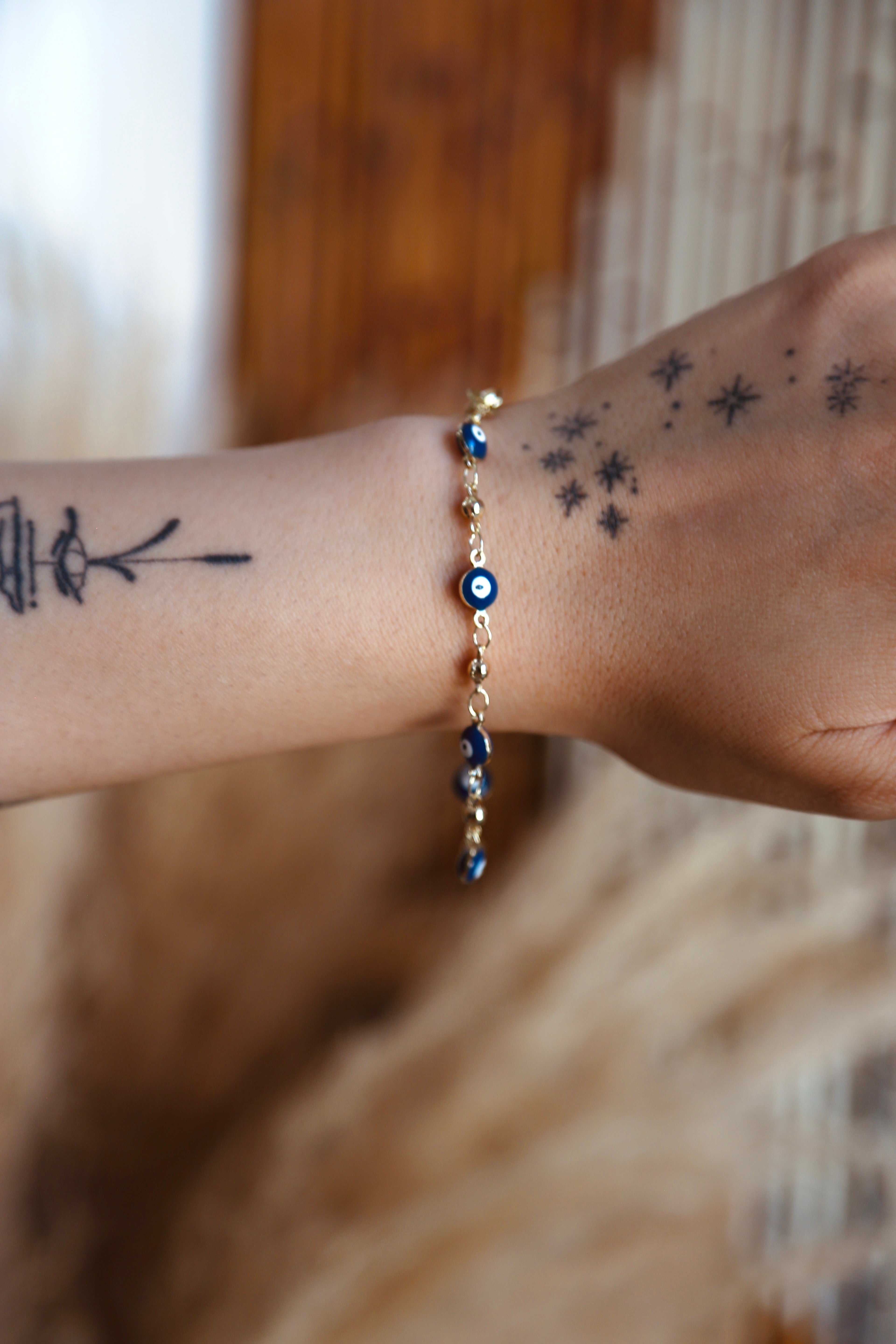 Navy blue Evil Eye Bracelet - Gold Plated