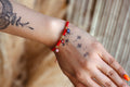 Adjustable Blue, Red, Pink Evil Eye and Red Bead Bracelet