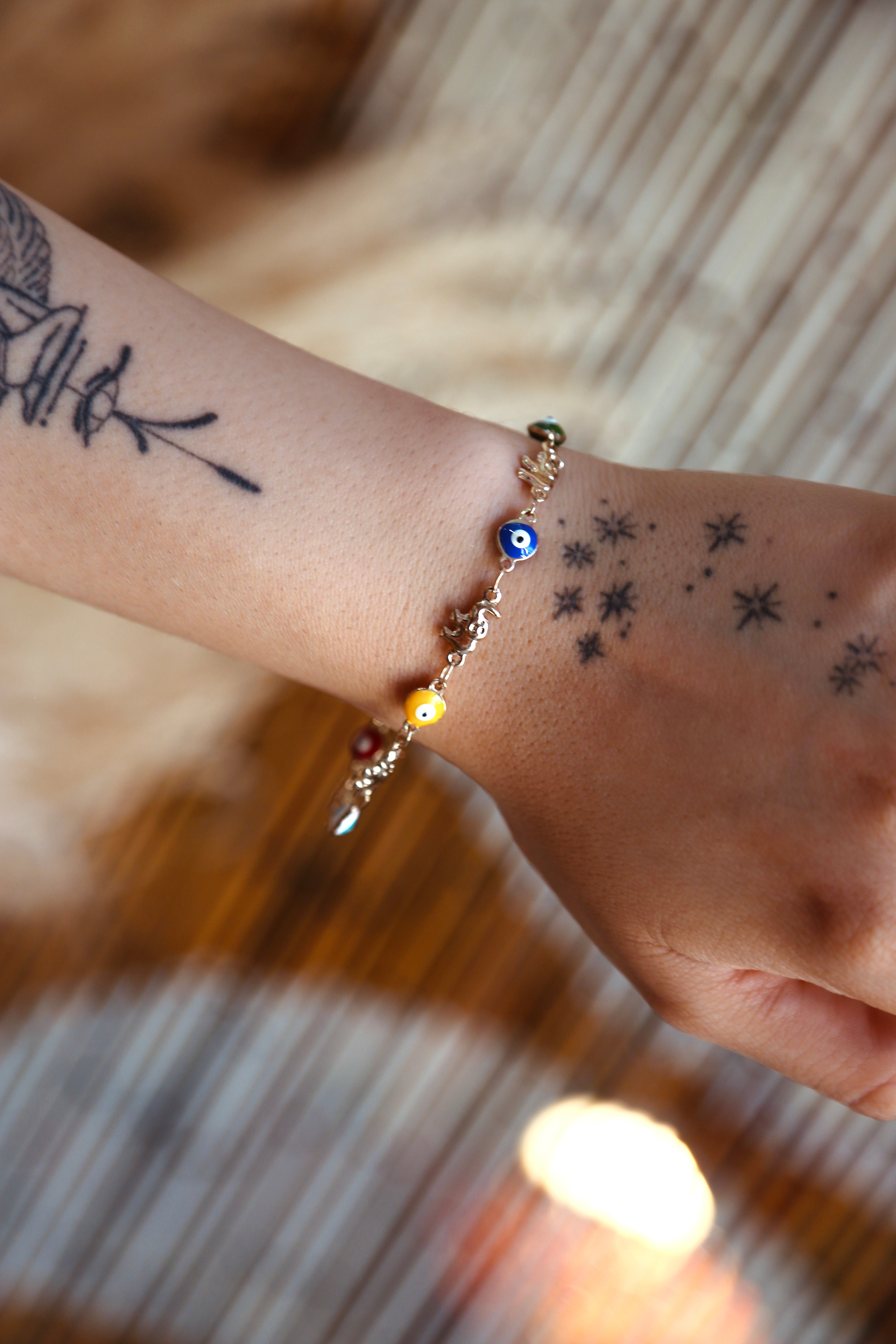 Elephant and Rainbow Evil Eye Bracelet - Gold Plated