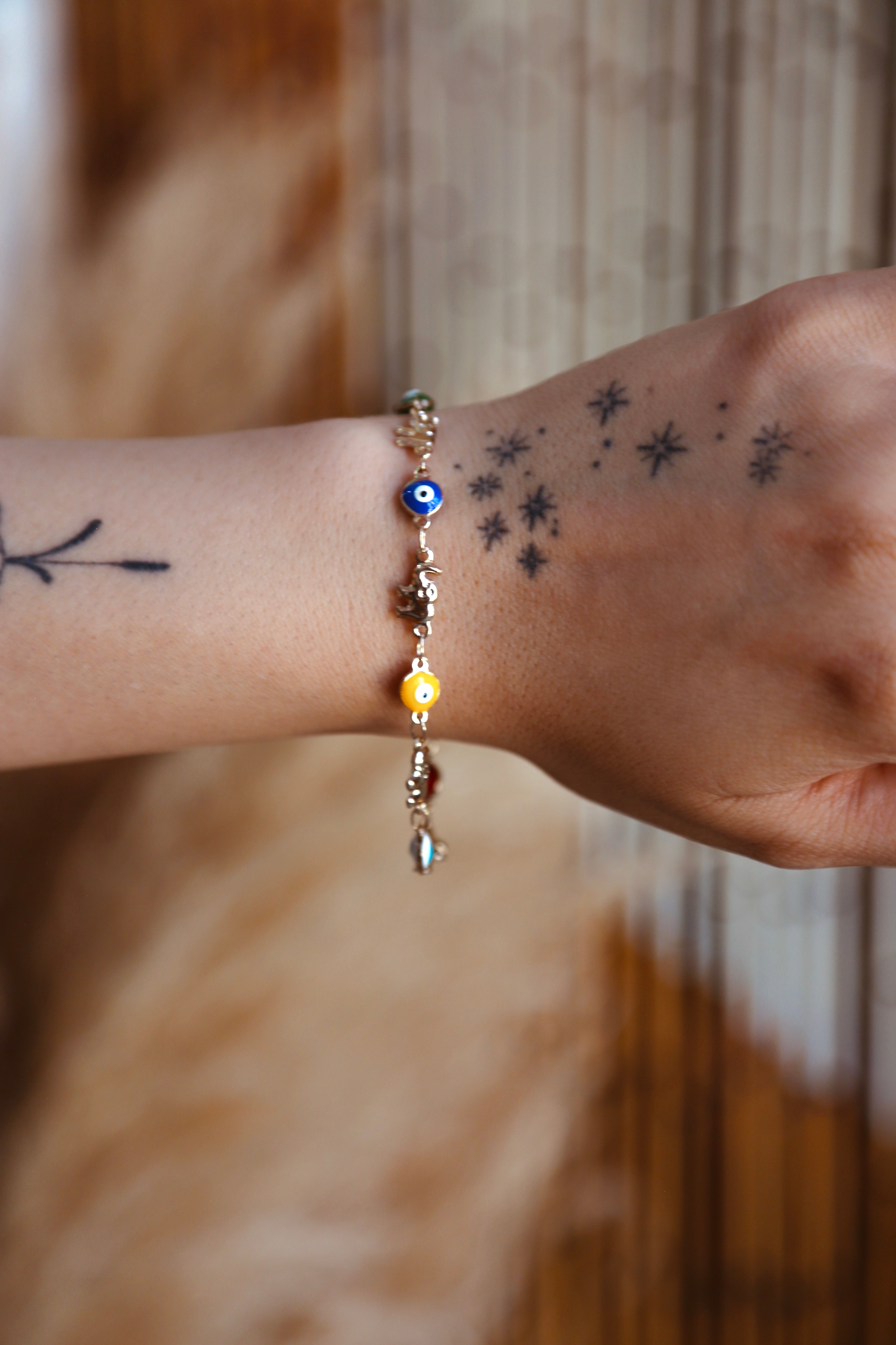 Elephant and Rainbow Evil Eye Bracelet - Gold Plated