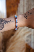 Amethyst, Blue Calcite, and Rose Quartz Polished Crystal Beaded Bracelet