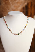 Elephant and Rainbow Evil Eye Necklace - Gold Plated